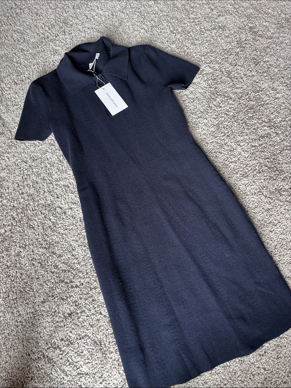 Lovers + Friends Navy Short‑Sleeve Knit Polo Mini Dress